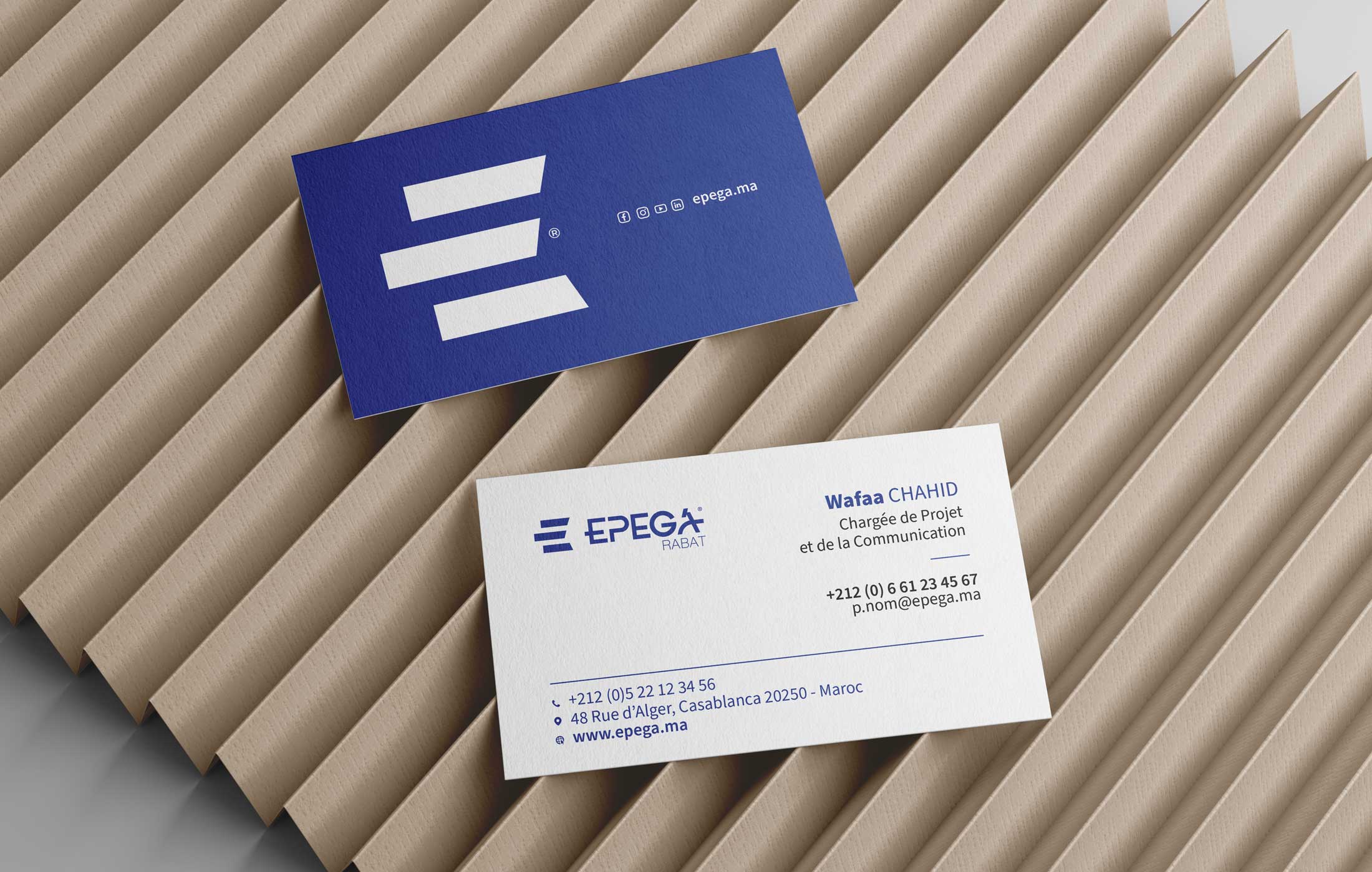 Carte-de-visite-EPEGA- création d'identité visuelle et Modernisation de l'identité visuelle Epega® Assurance pour incarner une nouvelle dynamique tournée vers l'innovation et le renouveau.