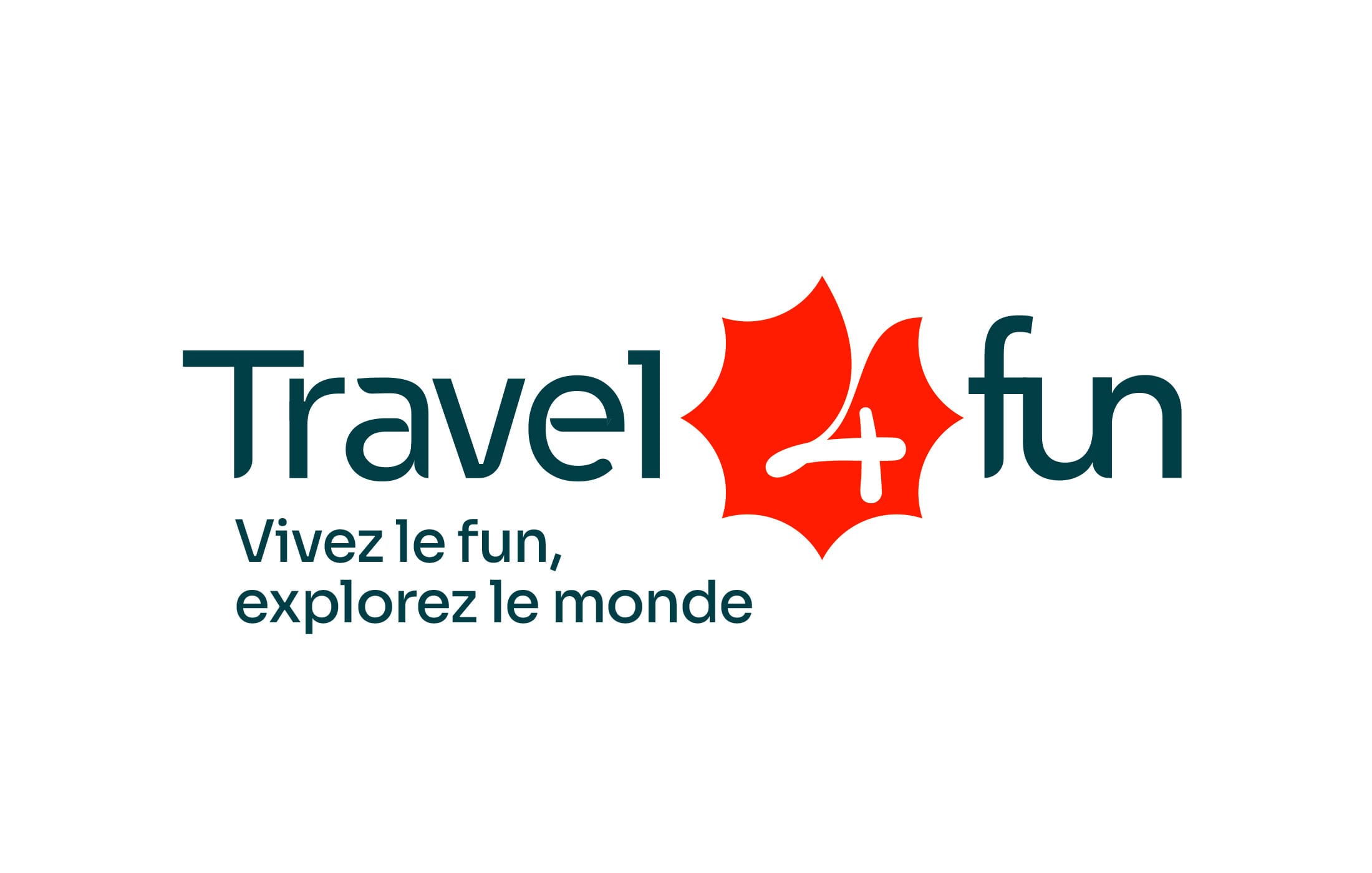 travel4fun-037 Logo principal Travel4Fun après rebranding agence de voyage par Zonidra, avec symboles de boussole, soleil, avion et trajectoire.