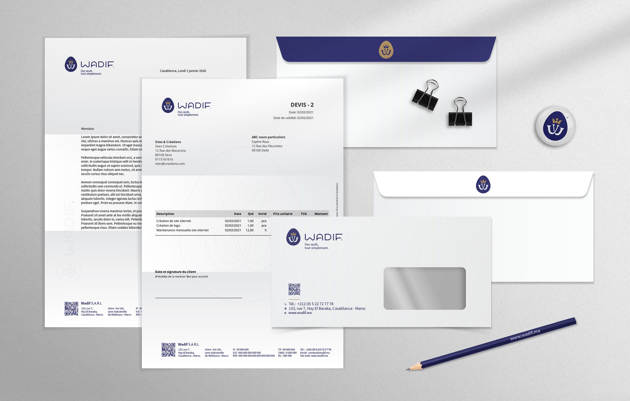 Supports de communication architecture de marque Wadif Branding WADIF