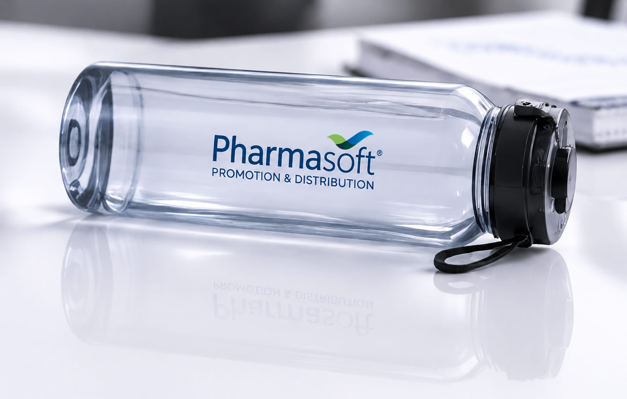 log de laboratoire Bouteille réutilisable au Maroc personnalisé PHARMASOFT intégrée à l’écosystème LABINDUS dans un projet de rebranding laboratoire
