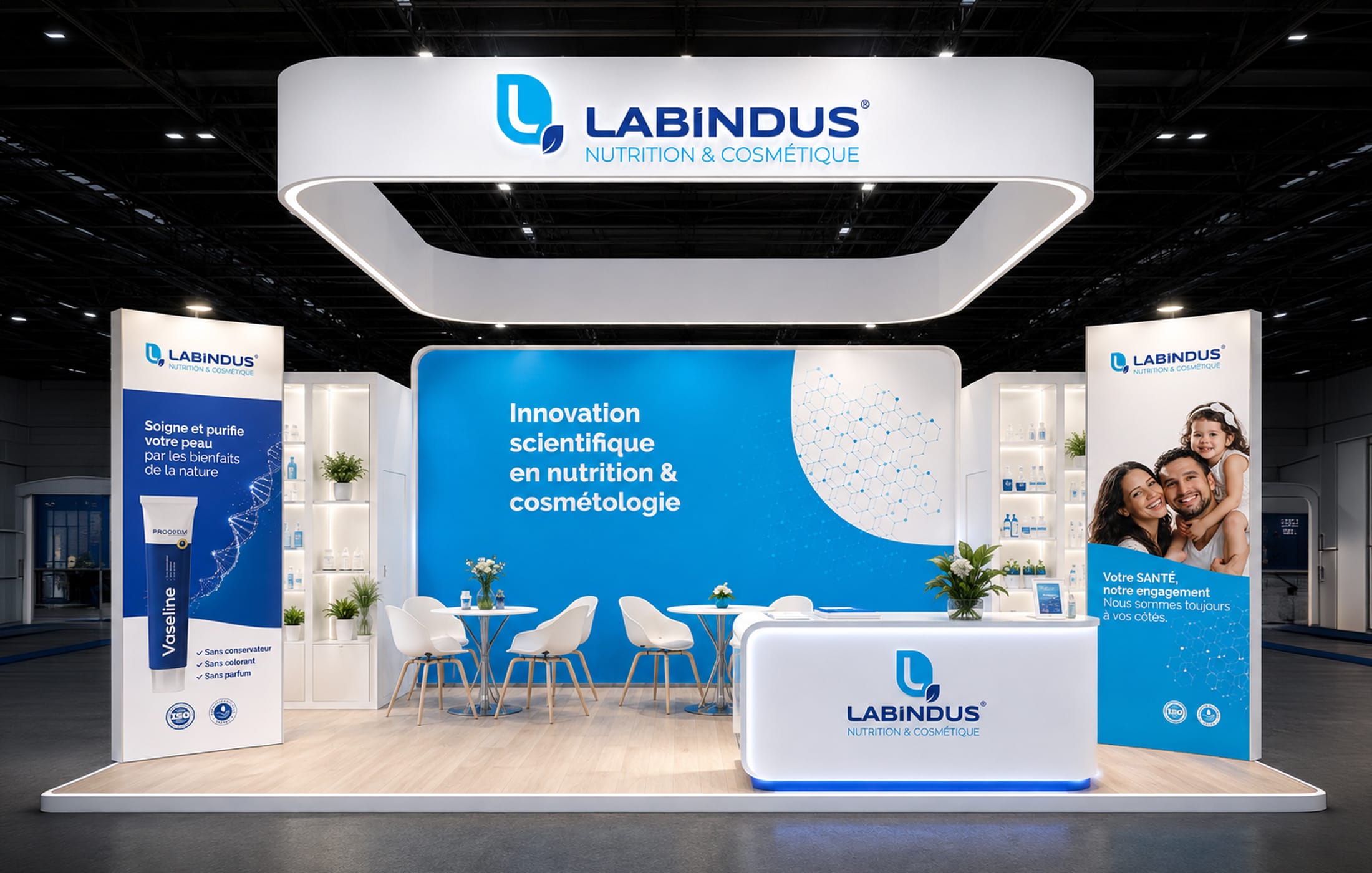 stand laboratoire pharmaceutique cree par zonidra agence de développement de marque au maroc